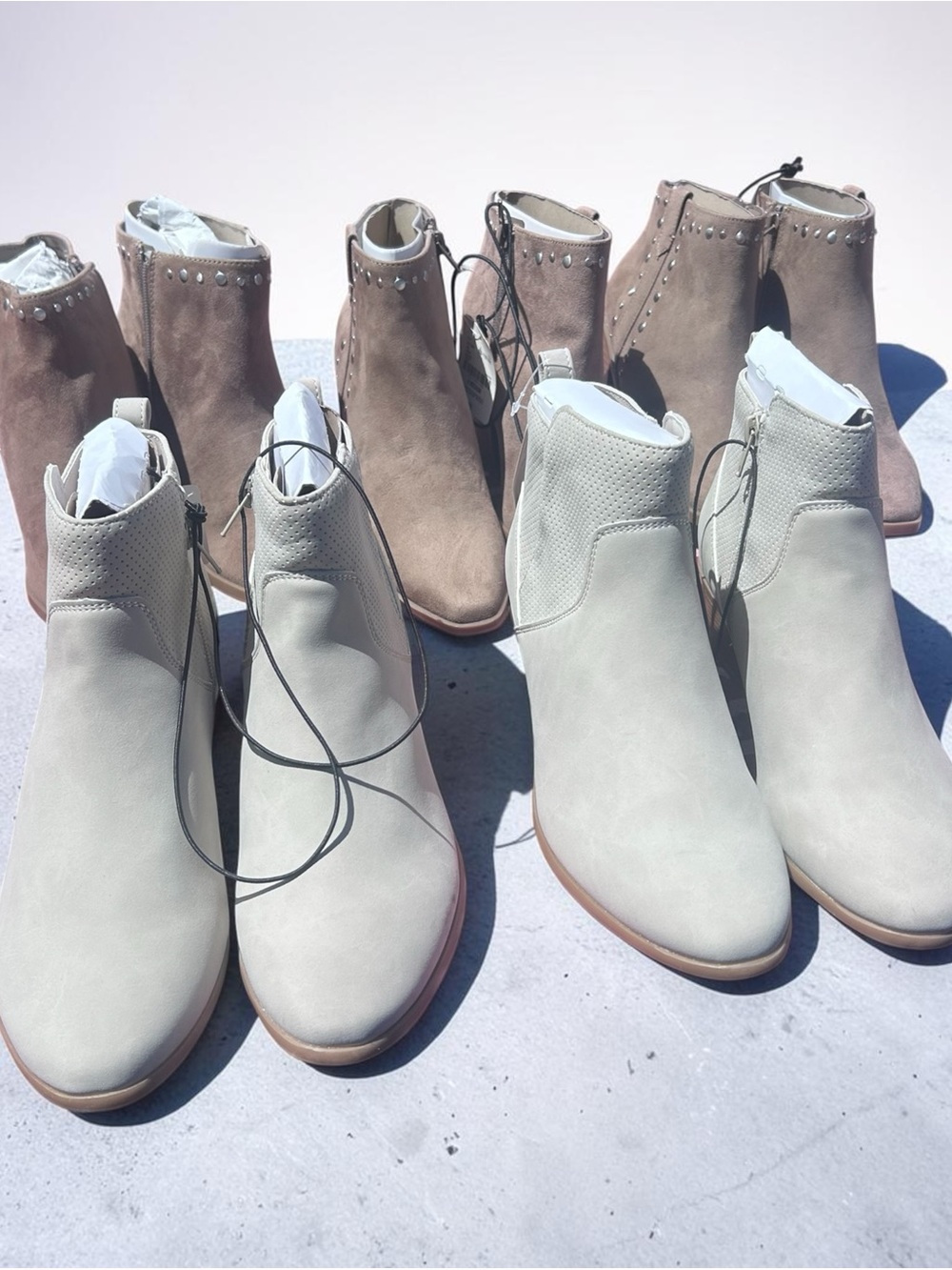 a.n.a Light Gray and Taupe Women's Ankle Booties